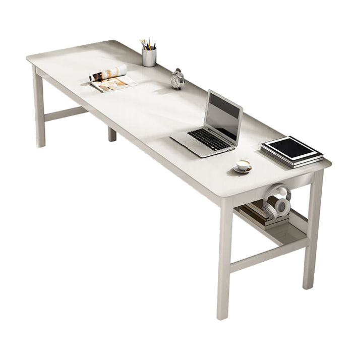 Bureau de bureau en bois moderne 1 Shelf Rectangle Writing Desk avec base en H pour la maison