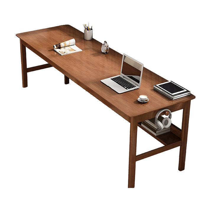 Bureau de bureau en bois moderne 1 Shelf Rectangle Writing Desk avec base en H pour la maison