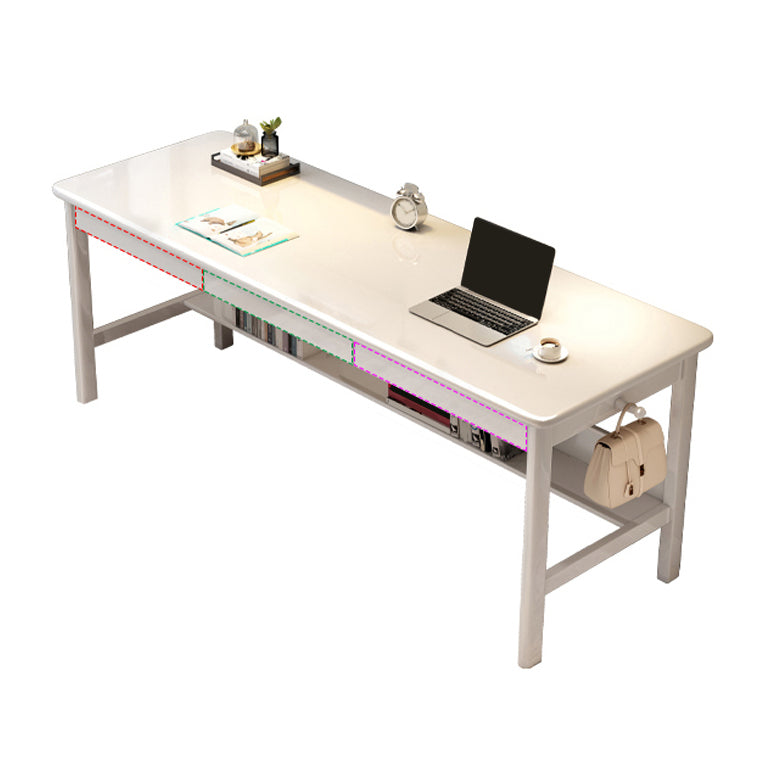 Bureau de bureau en bois moderne 1 Shelf Rectangle Writing Desk avec base en H pour la maison