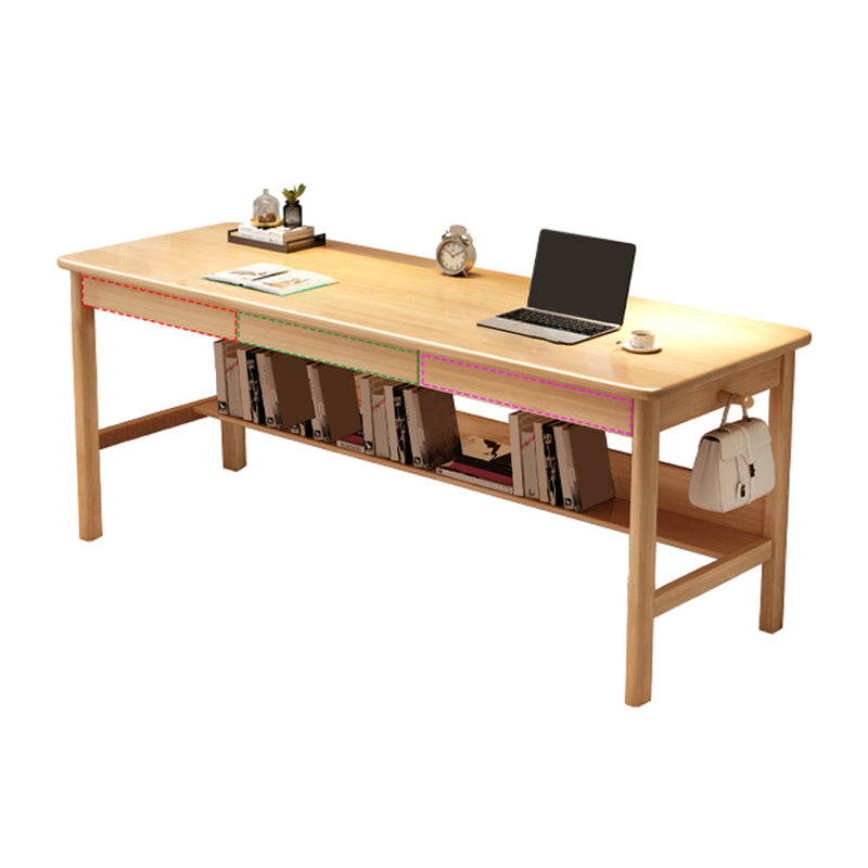 Bureau de bureau en bois moderne 1 Shelf Rectangle Writing Desk avec base en H pour la maison