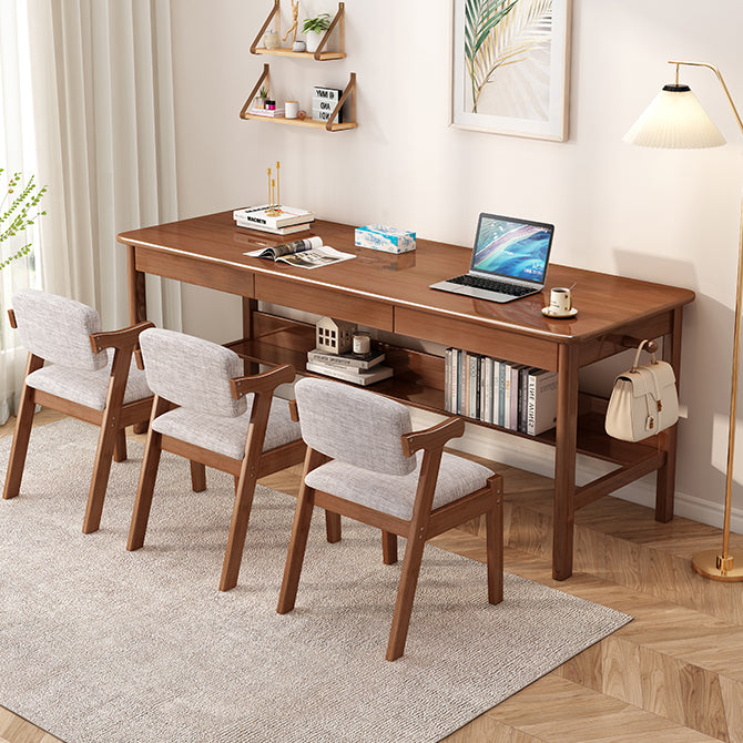 Bureau de bureau en bois moderne 1 Shelf Rectangle Writing Desk avec base en H pour la maison