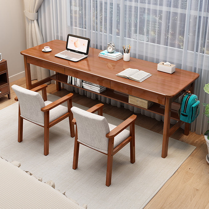 Bureau de bureau en bois moderne 1 Shelf Rectangle Writing Desk avec base en H pour la maison