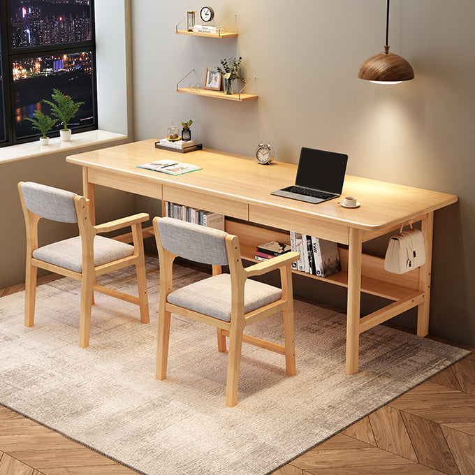 Bureau de bureau en bois moderne 1 Shelf Rectangle Writing Desk avec base en H pour la maison