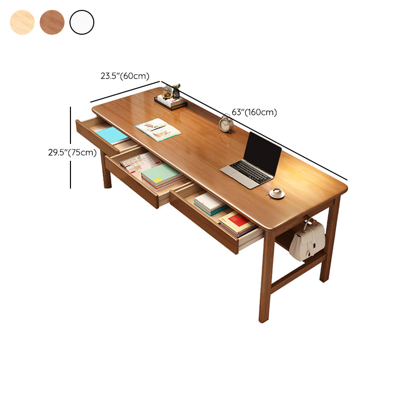 Bureau de bureau en bois moderne 1 Shelf Rectangle Writing Desk avec base en H pour la maison