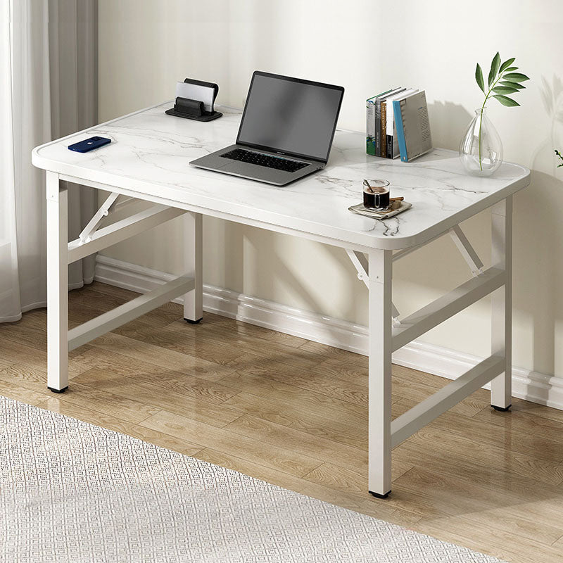 Contemporary Folding Office Desk Home Writing Desk with H-Shape Base , 29.5" H White Clearhalo 'furn' 'furn_office_desk' 'Furniture' 'Office Desks' 'Office Furniture' 'office_desk' 7309383