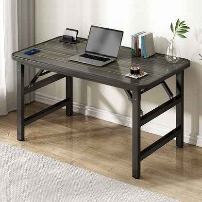 Contemporary Folding Office Desk Home Writing Desk with H-Shape Base , 29.5" H Black-Gold Clearhalo 'furn' 'furn_office_desk' 'Furniture' 'Office Desks' 'Office Furniture' 'office_desk' 7309384