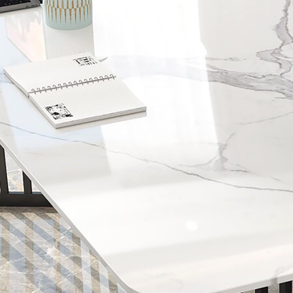 Rectangular Shaped Conference Table 2 Legs Writing Desk in White Clearhalo 'furn' 'furn_office_desk' 'Furniture' 'Office Desks' 'Office Furniture' 'office_desk' 7309418