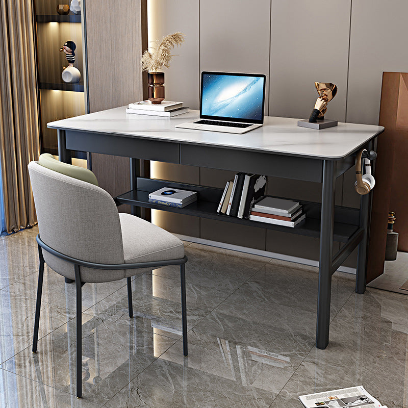 Contemporary Solid Wood Office Desk Antique Finish Computer Desk Clearhalo 'furn' 'furn_office_desk' 'Furniture' 'Office Desks' 'Office Furniture' 'office_desk' 7309455