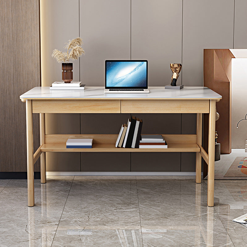 Contemporary Solid Wood Office Desk Antique Finish Computer Desk Natural Clearhalo 'furn' 'furn_office_desk' 'Furniture' 'Office Desks' 'Office Furniture' 'office_desk' 7309456
