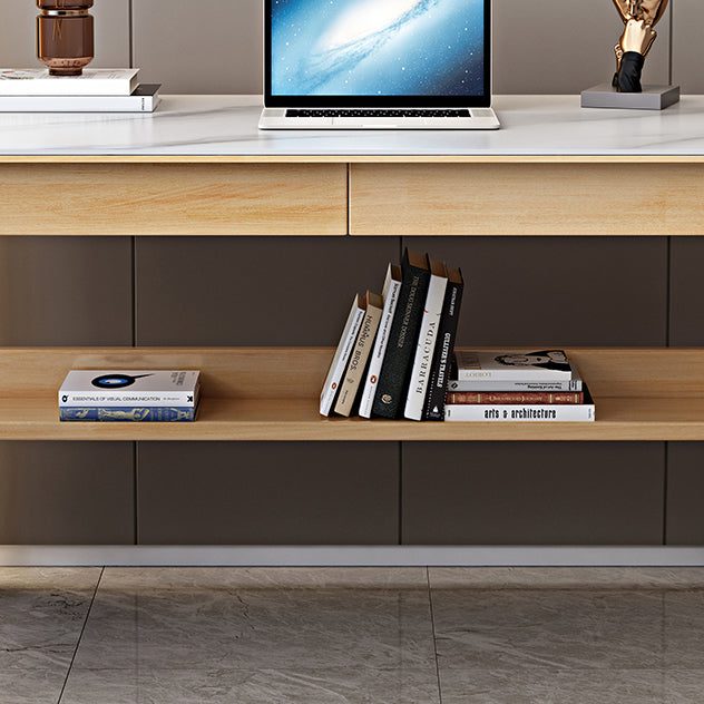 Contemporary Solid Wood Office Desk Antique Finish Computer Desk Clearhalo 'furn' 'furn_office_desk' 'Furniture' 'Office Desks' 'Office Furniture' 'office_desk' 7309461