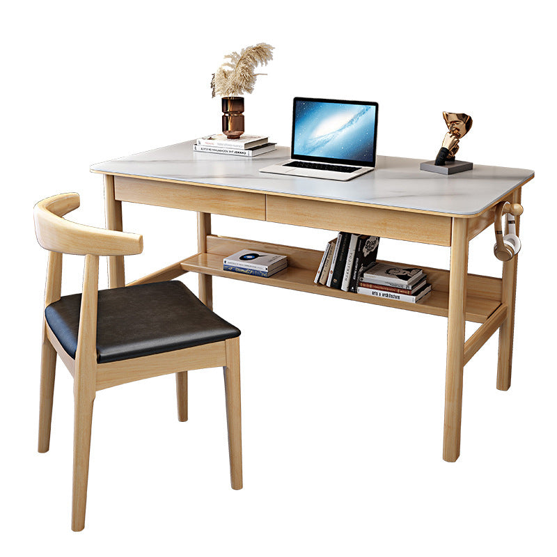 Contemporary Solid Wood Office Desk Antique Finish Computer Desk Clearhalo 'furn' 'furn_office_desk' 'Furniture' 'Office Desks' 'Office Furniture' 'office_desk' 7309463