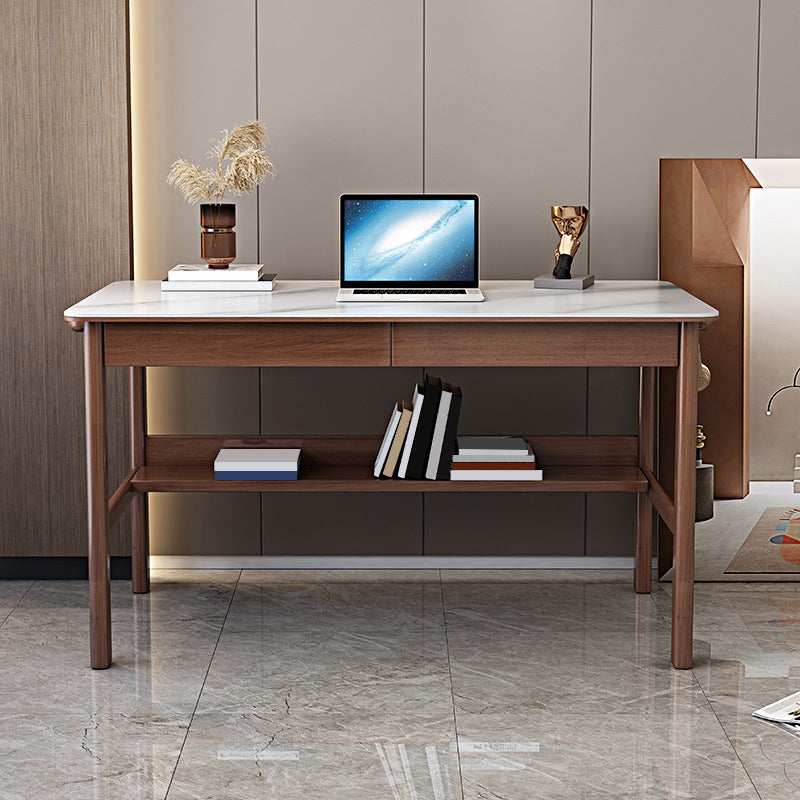 Contemporary Solid Wood Office Desk Antique Finish Computer Desk Clearhalo 'furn' 'furn_office_desk' 'Furniture' 'Office Desks' 'Office Furniture' 'office_desk' 7309468
