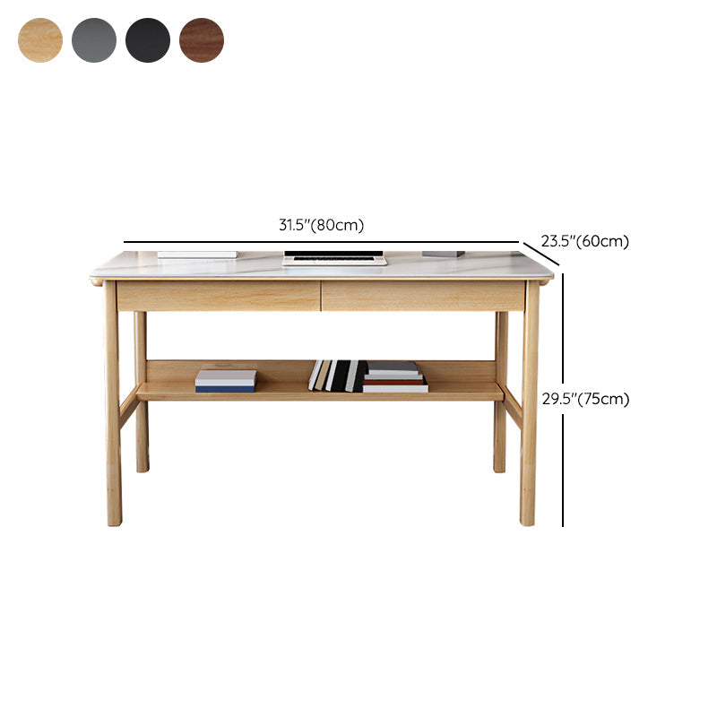 Contemporary Solid Wood Office Desk Antique Finish Computer Desk Clearhalo 'furn' 'furn_office_desk' 'Furniture' 'Office Desks' 'Office Furniture' 'office_desk' 7309469