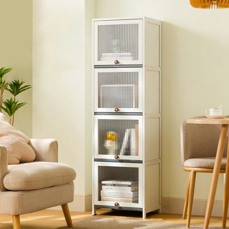 Contemporary White Wood Storage Cabinet Knobs Rectangle Storage Cabinet 16"L x 13"W x 55"H Clearhalo 'Cabinets & Chests' 'cabinets_chests' 'furn' 'furn_cabinets_chests' 'Furniture' 'Living Room Furniture' 7309577