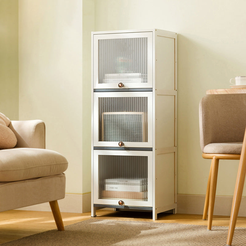 Contemporary White Wood Storage Cabinet Knobs Rectangle Storage Cabinet 16"L x 13"W x 42"H Clearhalo 'Cabinets & Chests' 'cabinets_chests' 'furn' 'furn_cabinets_chests' 'Furniture' 'Living Room Furniture' 7309580