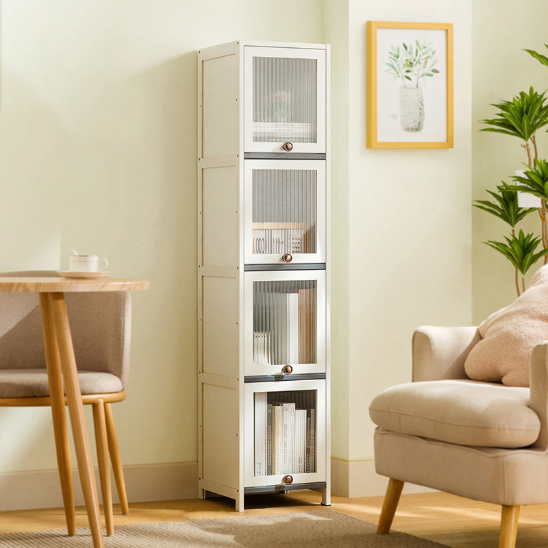 Contemporary White Wood Storage Cabinet Knobs Rectangle Storage Cabinet 12"L x 13"W x 55"H Clearhalo 'Cabinets & Chests' 'cabinets_chests' 'furn' 'furn_cabinets_chests' 'Furniture' 'Living Room Furniture' 7309582