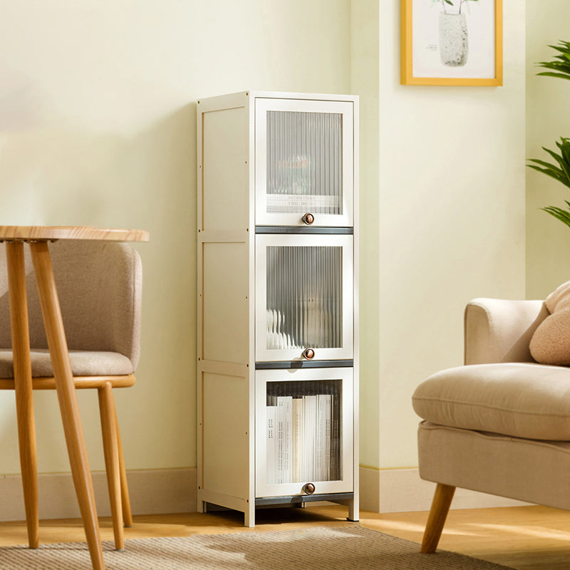 Contemporary White Wood Storage Cabinet Knobs Rectangle Storage Cabinet 12"L x 13"W x 42"H Clearhalo 'Cabinets & Chests' 'cabinets_chests' 'furn' 'furn_cabinets_chests' 'Furniture' 'Living Room Furniture' 7309584