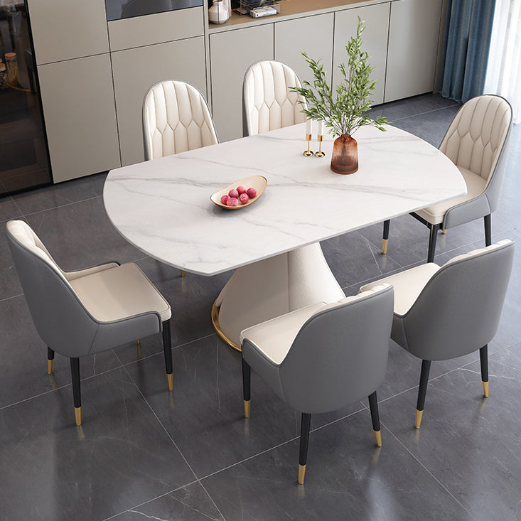 Contemporary Dining Room Dinner Table Pedestal Extendable Dining Table