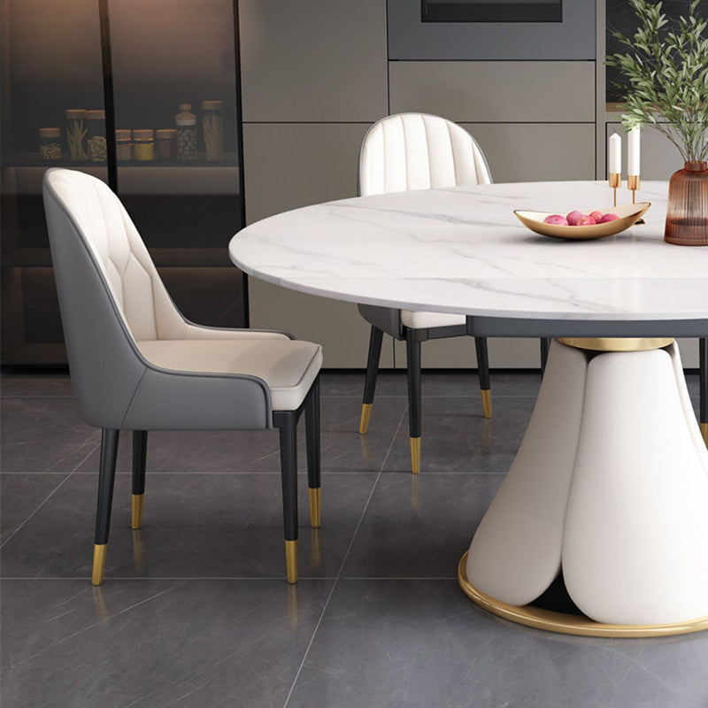 Contemporary Dining Room Dinner Table Pedestal Extendable Dining Table