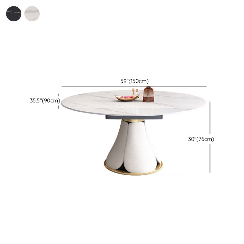 Contemporary Dining Room Dinner Table Pedestal Extendable Dining Table