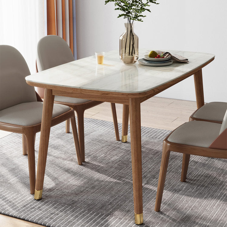 White Dinette Table with Wood Legs Modern Dining Table for Kitchen Clearhalo 'Dining Tables & Seating' 'Dining Tables' 'dining_table' 'furn' 'furn_dining_table' 'Furniture' 'Kitchen & Dining Furniture' 7309797