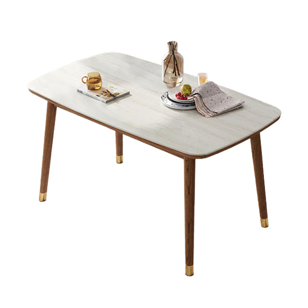White Dinette Table with Wood Legs Modern Dining Table for Kitchen 55.1"L x 31.5"W x 29.5"H Without Chairs Clearhalo 'Dining Tables & Seating' 'Dining Tables' 'dining_table' 'furn' 'furn_dining_table' 'Furniture' 'Kitchen & Dining Furniture' 7309798