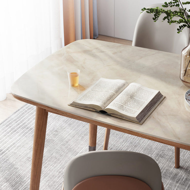 White Dinette Table with Wood Legs Modern Dining Table for Kitchen Clearhalo 'Dining Tables & Seating' 'Dining Tables' 'dining_table' 'furn' 'furn_dining_table' 'Furniture' 'Kitchen & Dining Furniture' 7309800