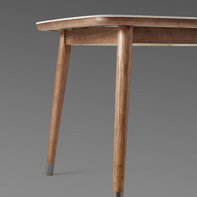 White Dinette Table with Wood Legs Modern Dining Table for Kitchen Clearhalo 'Dining Tables & Seating' 'Dining Tables' 'dining_table' 'furn' 'furn_dining_table' 'Furniture' 'Kitchen & Dining Furniture' 7309802