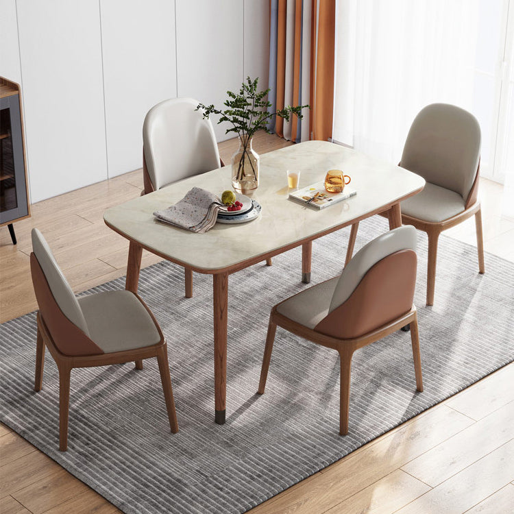 White Dinette Table with Wood Legs Modern Dining Table for Kitchen Clearhalo 'Dining Tables & Seating' 'Dining Tables' 'dining_table' 'furn' 'furn_dining_table' 'Furniture' 'Kitchen & Dining Furniture' 7309803