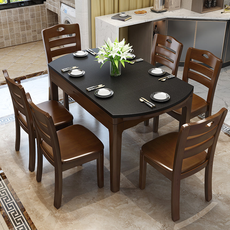 Contemporary Kitchen Dinner Table 4 Legs Extendable Dining Table Clearhalo 'Dining Tables & Seating' 'Dining Tables' 'dining_table' 'furn' 'furn_dining_table' 'Furniture' 'Kitchen & Dining Furniture' 7309837
