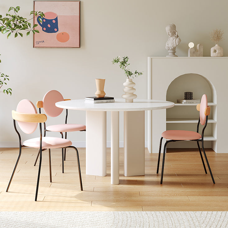 Scandinavian Round Cream White Dining Table for 2-4 People Artificial Wood Table Top with Tripod Leg Clearhalo 'Dining Tables & Seating' 'Dining Tables' 'dining_table' 'furn' 'furn_dining_table' 'Furniture' 'Kitchen & Dining Furniture' 7309900