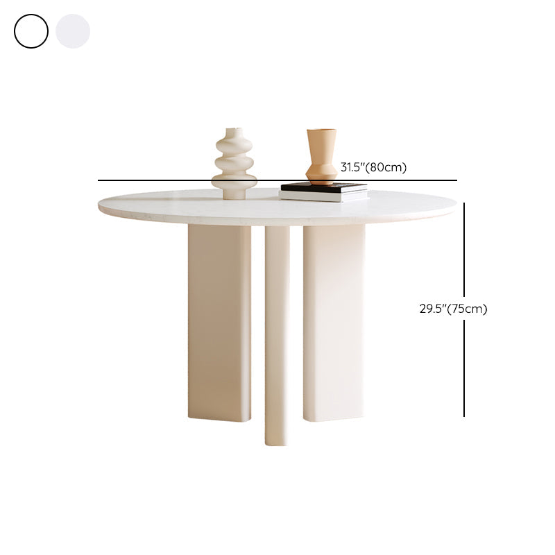Scandinavian Round Cream White Dining Table for 2-4 People Artificial Wood Table Top with Tripod Leg Clearhalo 'Dining Tables & Seating' 'Dining Tables' 'dining_table' 'furn' 'furn_dining_table' 'Furniture' 'Kitchen & Dining Furniture' 7309904
