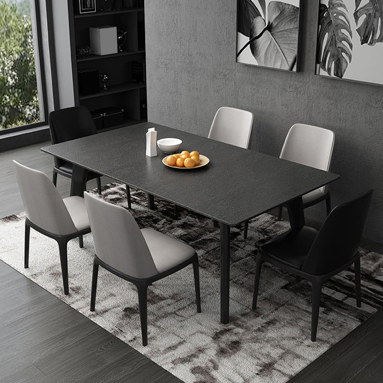 Black Dinette Table with 4 Legs Contemporary Dining Table for Home Clearhalo 'Dining Tables & Seating' 'Dining Tables' 'dining_table' 'furn' 'furn_dining_table' 'Furniture' 'Kitchen & Dining Furniture' 7309911