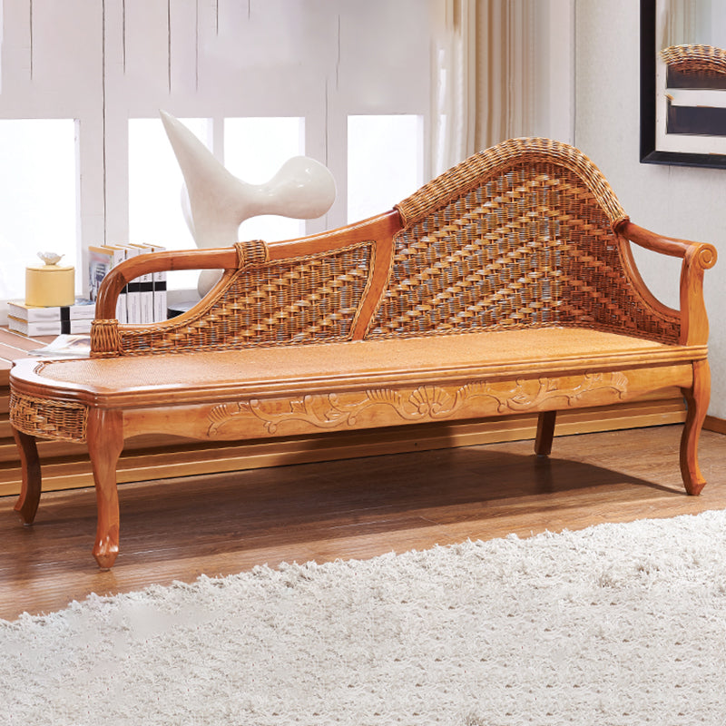 Traditional Rattan Chaise Lounge with Pillow and Arm Floral Lounge Chair for Living Room Clearhalo 'Chairs & Seating' 'Chaise Lounge' 'chaise_lounge' 'furn' 'furn_chaise_lounge' 'Furniture' 'Living Room Furniture' 7310263
