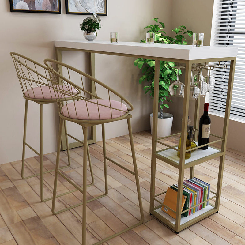 Glam-stijl rechthoekige bartafel, opbergbare basis voor woonkamer