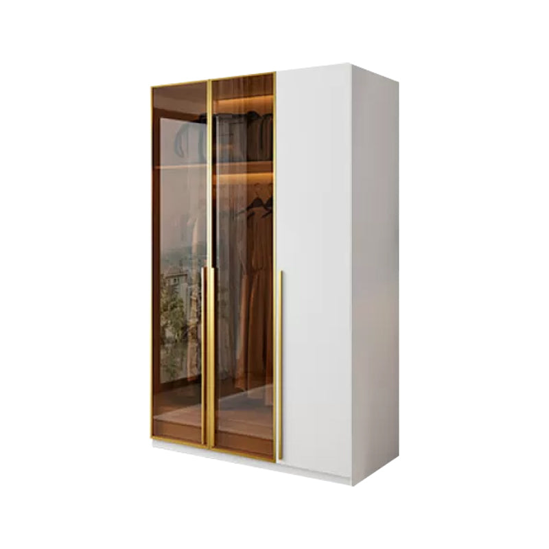 Modern White Wood Frame Wardrobe Armoire Freestanding Wardrobe with Soft Close Drawers Armoire 47"L x 24"W x 83"H Clearhalo 'Armoires & Wardrobes' 'armoires_wardrobes' 'Bedroom Furniture' 'furn' 'furn_armoires_wardrobes' 'Furniture' 7310472