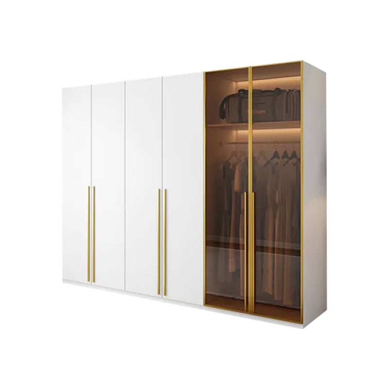 Modern White Wood Frame Wardrobe Armoire Freestanding Wardrobe with Soft Close Drawers Armoire 95"L x 24"W x 83"H Clearhalo 'Armoires & Wardrobes' 'armoires_wardrobes' 'Bedroom Furniture' 'furn' 'furn_armoires_wardrobes' 'Furniture' 7310474