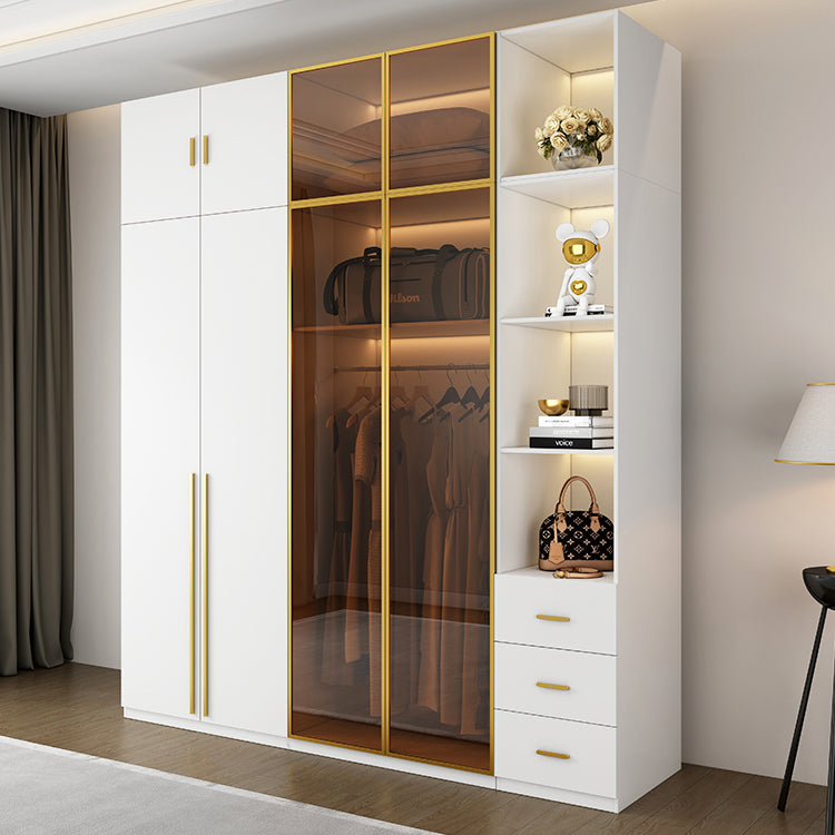 Modern White Wood Frame Wardrobe Armoire Freestanding Wardrobe with Soft Close Drawers Clearhalo 'Armoires & Wardrobes' 'armoires_wardrobes' 'Bedroom Furniture' 'furn' 'furn_armoires_wardrobes' 'Furniture' 7310475