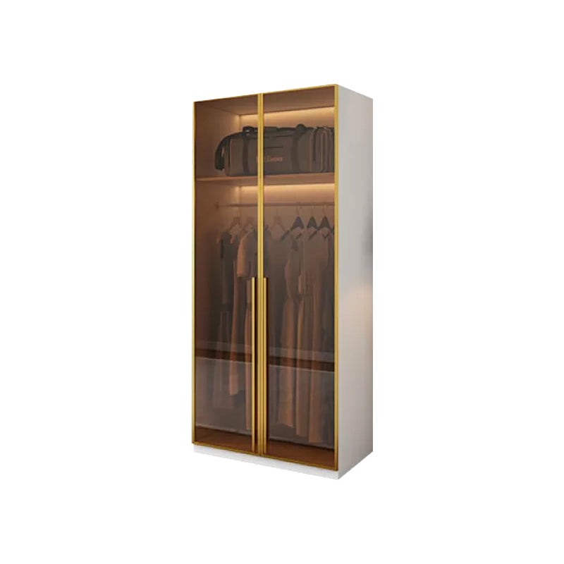 Modern White Wood Frame Wardrobe Armoire Freestanding Wardrobe with Soft Close Drawers Armoire 31.5"L x 23.5"W x 83"H Clearhalo 'Armoires & Wardrobes' 'armoires_wardrobes' 'Bedroom Furniture' 'furn' 'furn_armoires_wardrobes' 'Furniture' 7310476