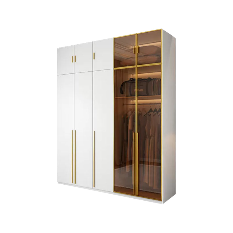 Modern White Wood Frame Wardrobe Armoire Freestanding Wardrobe with Soft Close Drawers Armoire with Top Cabinet 79"L x 24"W x 83"H Clearhalo 'Armoires & Wardrobes' 'armoires_wardrobes' 'Bedroom Furniture' 'furn' 'furn_armoires_wardrobes' 'Furniture' 7310478