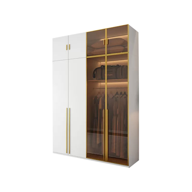Modern White Wood Frame Wardrobe Armoire Freestanding Wardrobe with Soft Close Drawers Armoire with Top Cabinet 63"L x 24"W x 83"H Clearhalo 'Armoires & Wardrobes' 'armoires_wardrobes' 'Bedroom Furniture' 'furn' 'furn_armoires_wardrobes' 'Furniture' 7310480