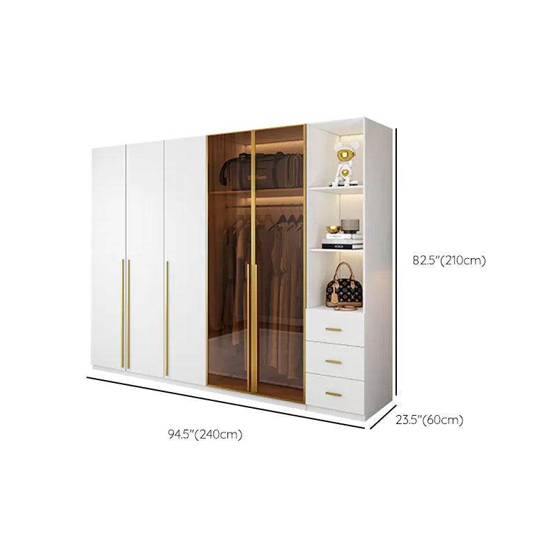 Modern White Wood Frame Wardrobe Armoire Freestanding Wardrobe with Soft Close Drawers Clearhalo 'Armoires & Wardrobes' 'armoires_wardrobes' 'Bedroom Furniture' 'furn' 'furn_armoires_wardrobes' 'Furniture' 7310507