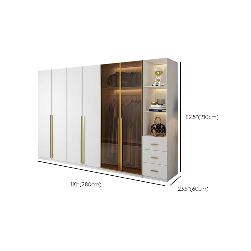 Modern White Wood Frame Wardrobe Armoire Freestanding Wardrobe with Soft Close Drawers Clearhalo 'Armoires & Wardrobes' 'armoires_wardrobes' 'Bedroom Furniture' 'furn' 'furn_armoires_wardrobes' 'Furniture' 7310508