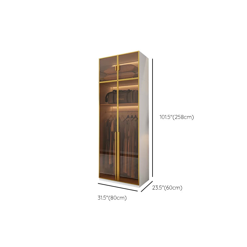 Modern White Wood Frame Wardrobe Armoire Freestanding Wardrobe with Soft Close Drawers Clearhalo 'Armoires & Wardrobes' 'armoires_wardrobes' 'Bedroom Furniture' 'furn' 'furn_armoires_wardrobes' 'Furniture' 7310509