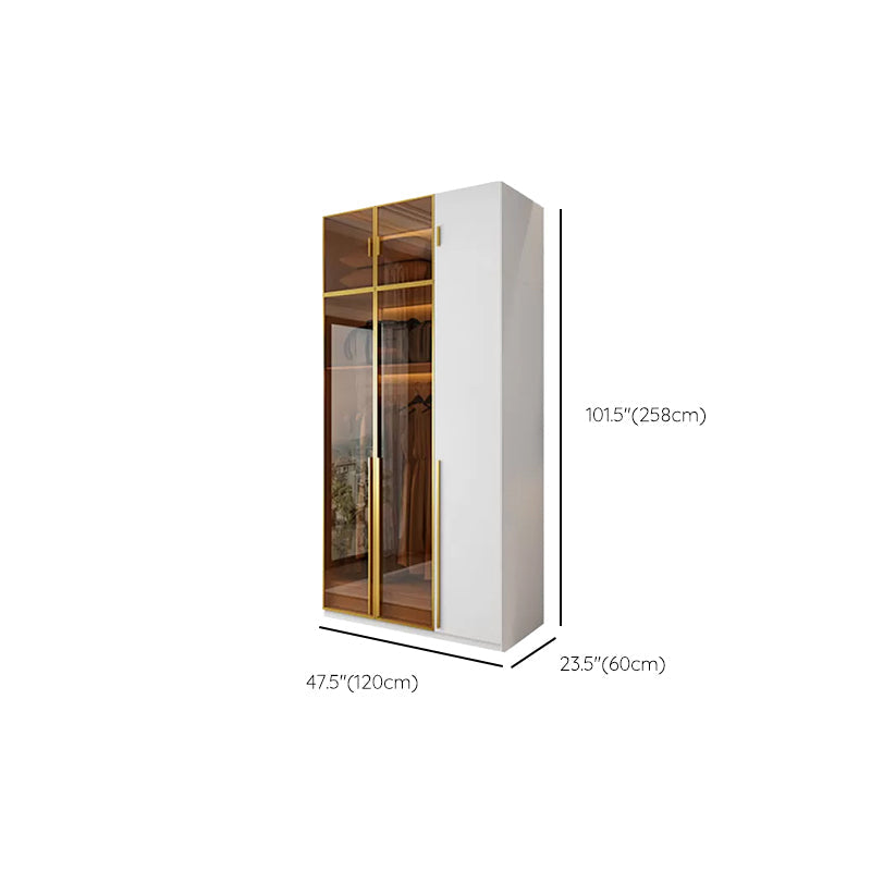Modern White Wood Frame Wardrobe Armoire Freestanding Wardrobe with Soft Close Drawers Clearhalo 'Armoires & Wardrobes' 'armoires_wardrobes' 'Bedroom Furniture' 'furn' 'furn_armoires_wardrobes' 'Furniture' 7310510