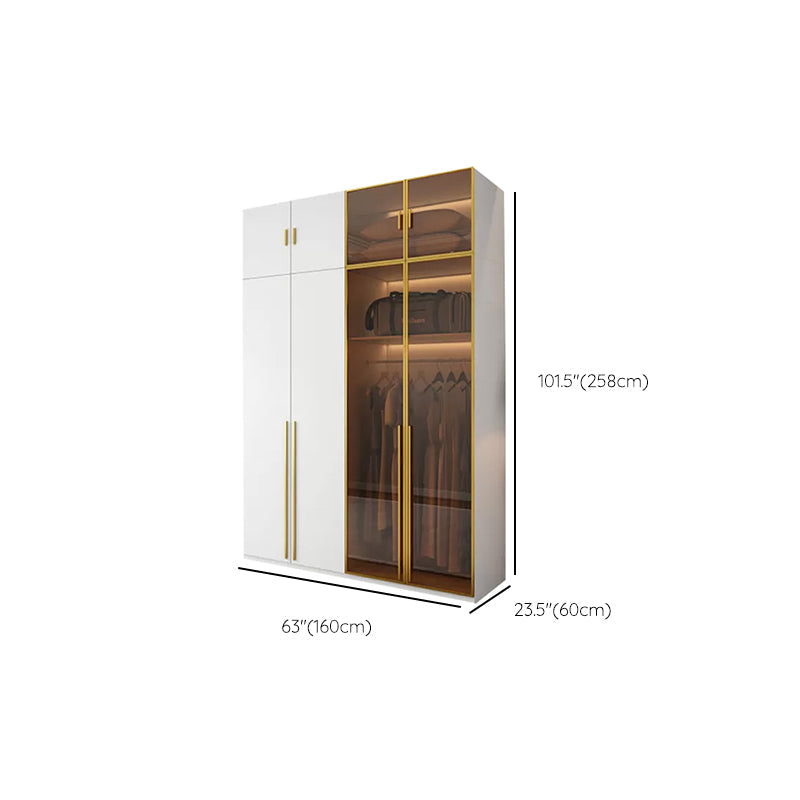 Modern White Wood Frame Wardrobe Armoire Freestanding Wardrobe with Soft Close Drawers Clearhalo 'Armoires & Wardrobes' 'armoires_wardrobes' 'Bedroom Furniture' 'furn' 'furn_armoires_wardrobes' 'Furniture' 7310511