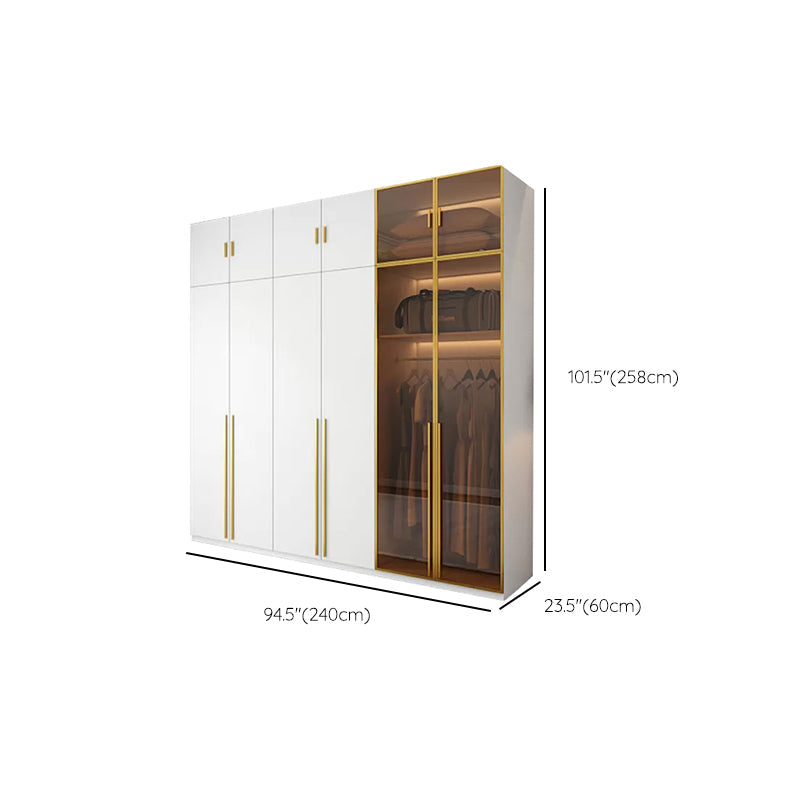 Modern White Wood Frame Wardrobe Armoire Freestanding Wardrobe with Soft Close Drawers Clearhalo 'Armoires & Wardrobes' 'armoires_wardrobes' 'Bedroom Furniture' 'furn' 'furn_armoires_wardrobes' 'Furniture' 7310513
