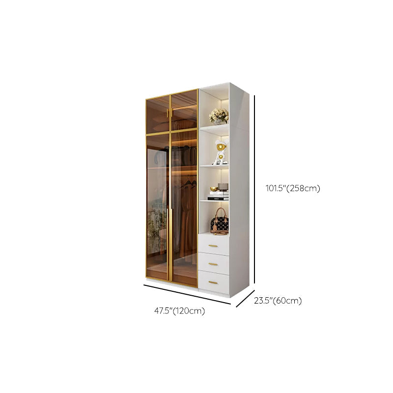 Modern White Wood Frame Wardrobe Armoire Freestanding Wardrobe with Soft Close Drawers Clearhalo 'Armoires & Wardrobes' 'armoires_wardrobes' 'Bedroom Furniture' 'furn' 'furn_armoires_wardrobes' 'Furniture' 7310514