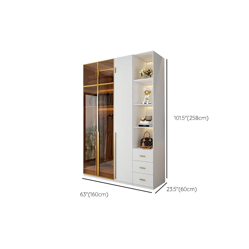 Modern White Wood Frame Wardrobe Armoire Freestanding Wardrobe with Soft Close Drawers Clearhalo 'Armoires & Wardrobes' 'armoires_wardrobes' 'Bedroom Furniture' 'furn' 'furn_armoires_wardrobes' 'Furniture' 7310515