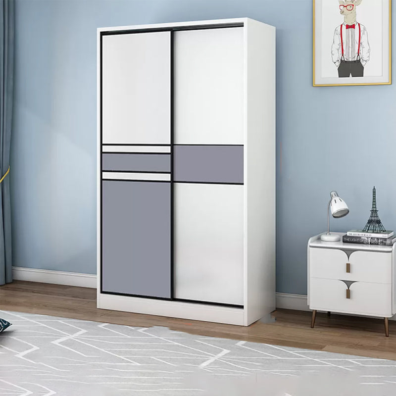 Freestanding Wood Frame Wardrobe Armoire Sliding Soft Close Doors Wardrobe Armoire Clearhalo 'Armoires & Wardrobes' 'armoires_wardrobes' 'Bedroom Furniture' 'furn' 'furn_armoires_wardrobes' 'Furniture' 7310520